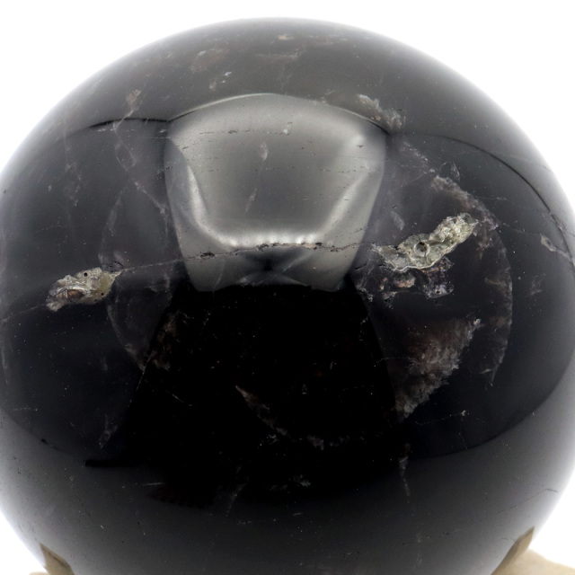 モリオン 黒水晶 丸玉 木製台座付き 山東省産 天然石 パワーストーン 1点もの 置き物 インテリア 置物 開運 原石