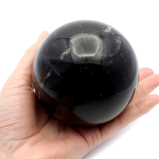 モリオン 黒水晶 丸玉 木製台座付き 山東省産 天然石 パワーストーン 1点もの 置き物 インテリア 置物 開運 原石