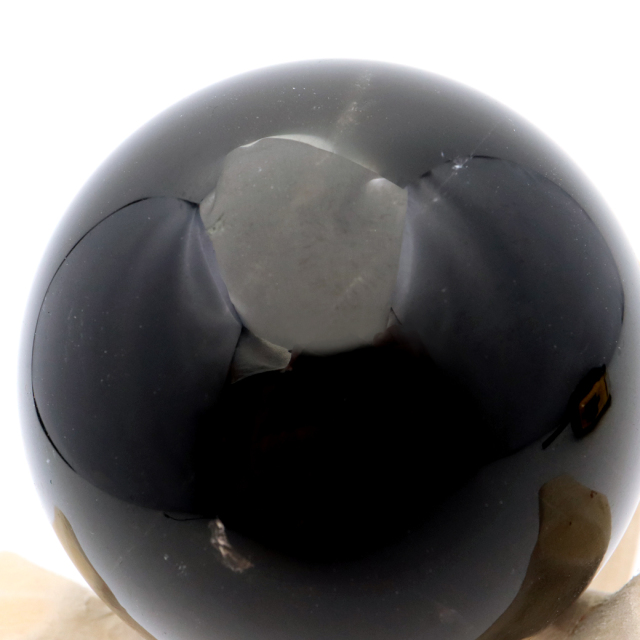 モリオン 黒水晶 丸玉 木製台座付き 直径 58mm 山東省産 天然石 パワーストーン 1点もの