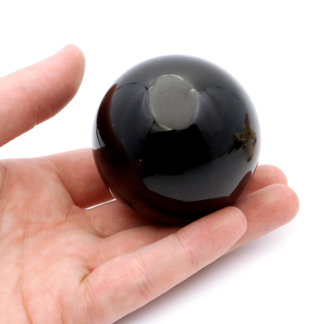 モリオン 黒水晶 丸玉 木製台座付き 直径 58mm 山東省産 天然石 パワーストーン 1点もの
