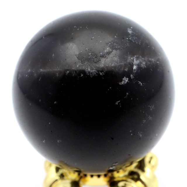 モリオン 黒水晶 丸玉 24mm~26mm 山東省産 台座付き 置き物 天然石