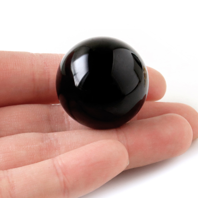 モリオン 黒水晶 丸玉 30-31mm 山東省産 台座付き 置き物 天然石 インテリア