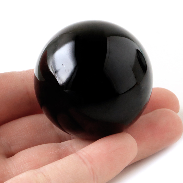 モリオン 黒水晶 丸玉 43mm 山東省産 台座付き 置き物 天然石 インテリア