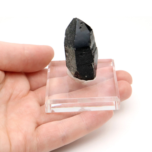 モリオン 黒水晶 原石 ポイント 台座付き 山東省産 59g 1点物 浄化 魔除け 天然石 パワーストーン