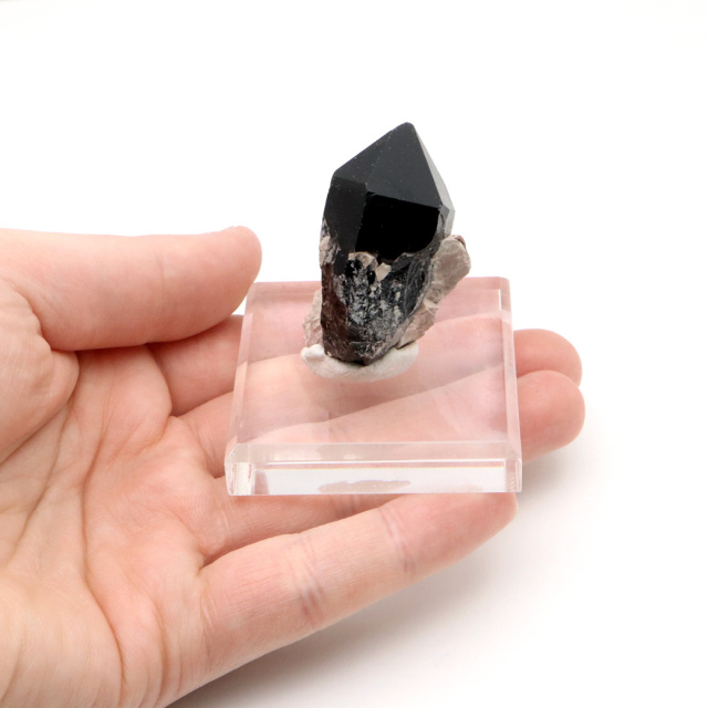 モリオン 黒水晶 原石 ポイント 台座付き 山東省産 55g 1点物 浄化 魔除け 天然石 パワーストーン