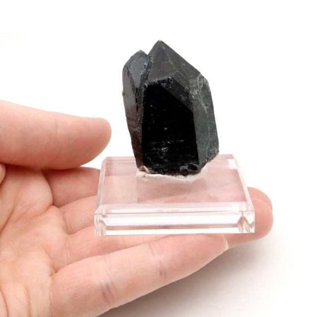 モリオン 黒水晶 原石 ポイント 台座付き 山東省産 77g 1点物 浄化 魔除け 天然石 パワーストーン