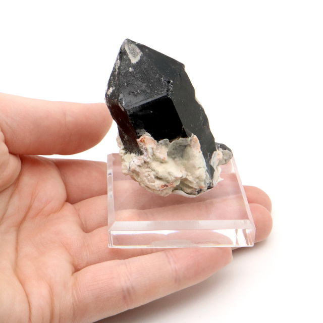 モリオン 黒水晶 原石 ポイント 台座付き 山東省産 103g 1点物 浄化 魔除け 天然石 パワーストーン