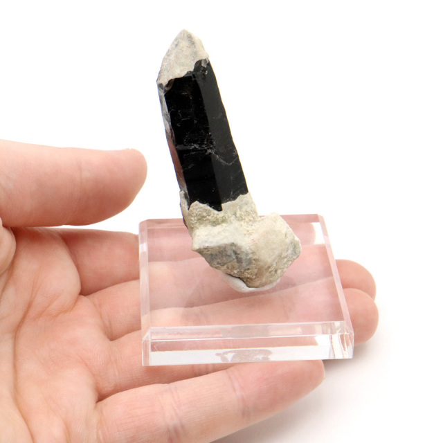 モリオン 黒水晶 原石 ポイント 台座付き 山東省産 60g 1点物 浄化 魔除け 天然石 パワーストーン