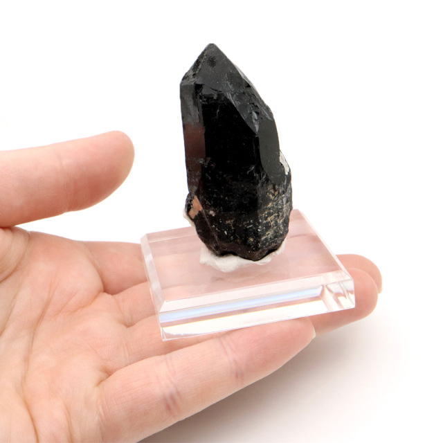 モリオン 黒水晶 原石 ポイント 台座付き 山東省産 85g 1点物 浄化 魔除け 天然石 パワーストーン