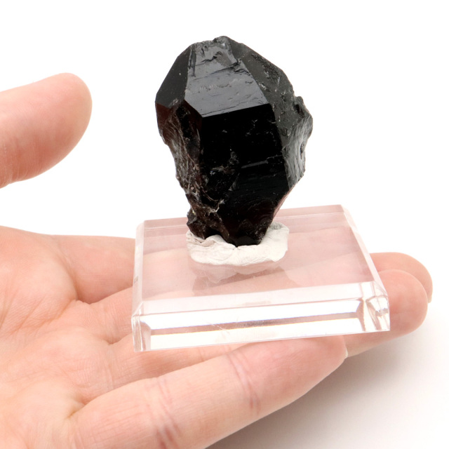 モリオン 黒水晶 原石 ポイント 台座付き 山東省産 64g 1点物 浄化 魔除け 天然石 パワーストーン