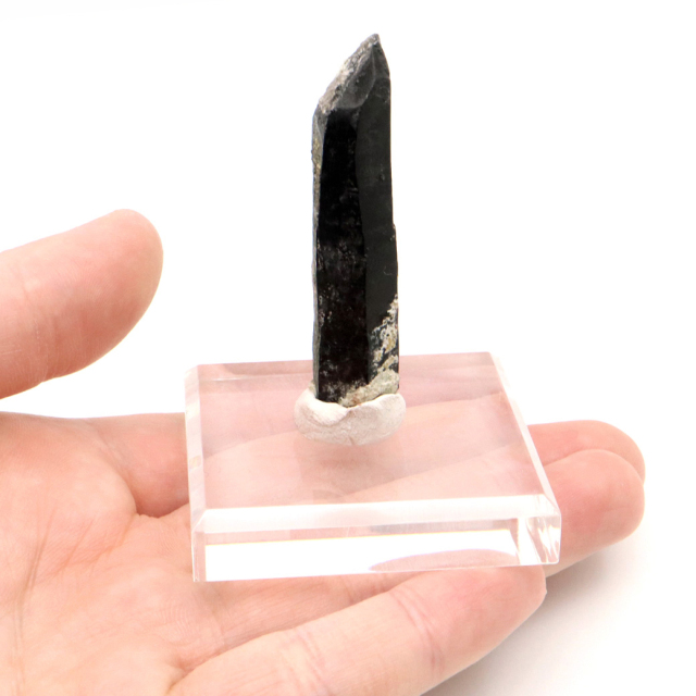 モリオン 黒水晶 原石 ポイント 台座付き 山東省産 45g 1点物 浄化 魔除け 天然石 パワーストーン