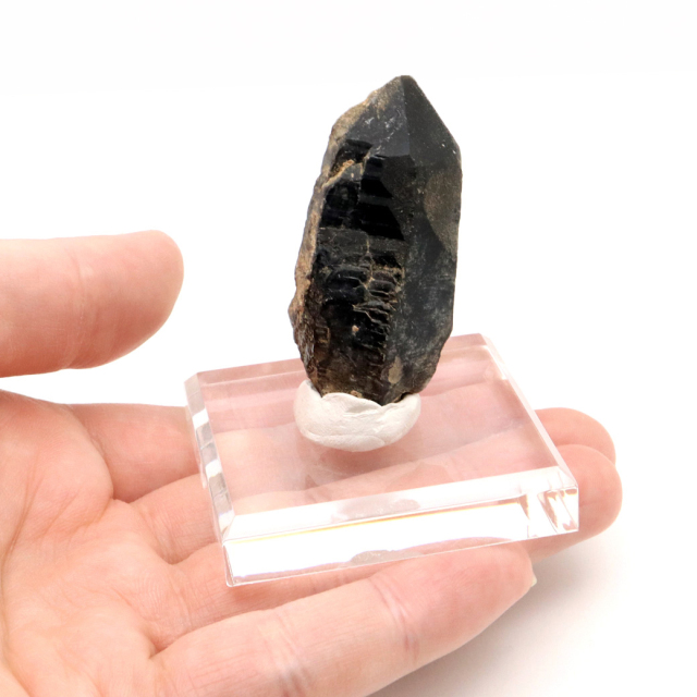 モリオン 黒水晶 原石 ポイント 台座付き 山東省産 60g 1点物 浄化 魔除け 天然石 パワーストーン