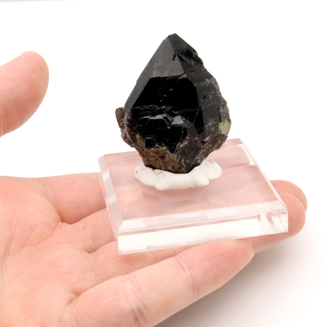 モリオン 黒水晶 原石 ポイント 台座付き 山東省産 57g 1点物 浄化 魔除け 天然石 パワーストーン
