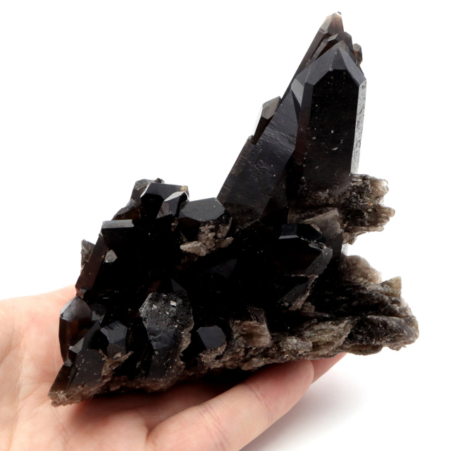 モリオン 黒水晶 原石 クラスター ポイント 山東省産 374g 1点物 浄化