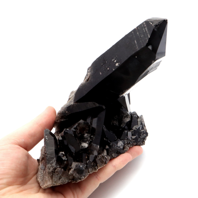 モリオン 黒水晶 原石 クラスター ポイント 山東省産 1.2kg 1点物 浄化