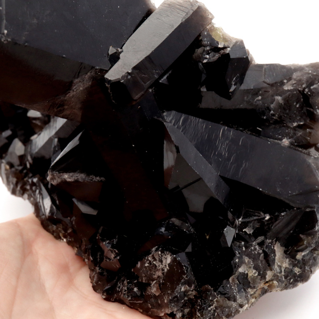 モリオン 黒水晶 原石 クラスター ポイント 山東省産 1.2kg 1点物 浄化