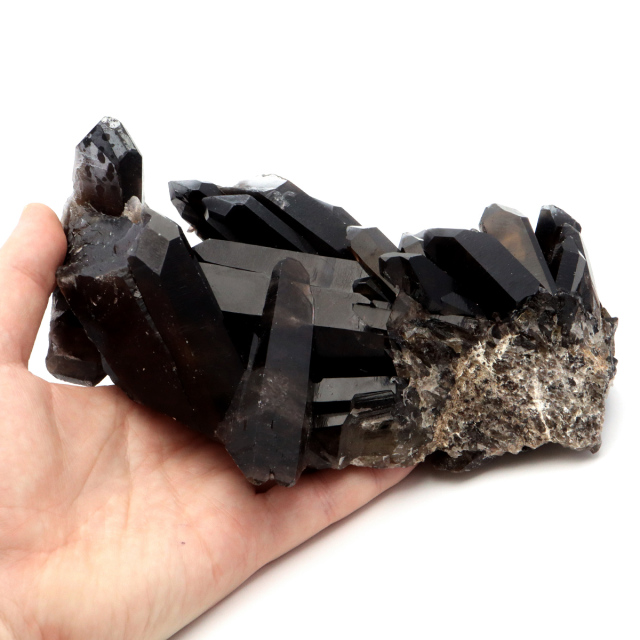 モリオン 黒水晶 原石 クラスター ポイント 山東省産 1.1kg 1点物 浄化