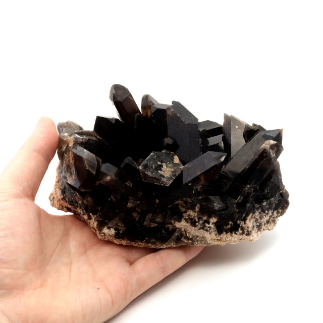 モリオン 黒水晶 原石 クラスター ポイント 山東省産 1.3kg 1点物 浄化