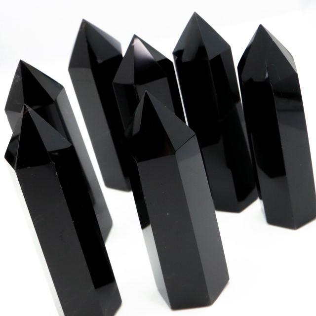 モリオン 黒水晶 六角柱 ポイント 山東省産 浄化 魔除け 天然石 パワーストーン 高さ80mm前後