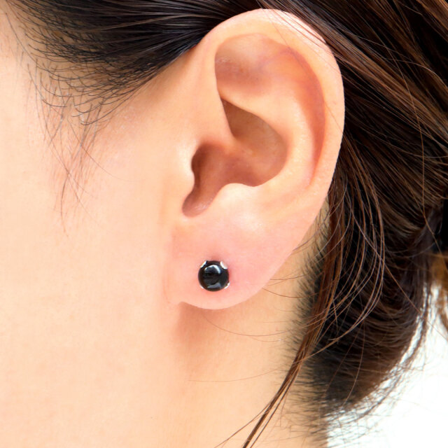 モリオンのピアスたん！かわいい！ モリオン ピアス レディース メンズ スタッドピアス 6mm 天然石