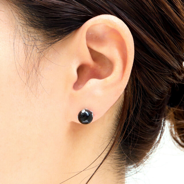モリオン ピアス レディース メンズ スタッドピアス 8mm  天然石 パワーストーン おしゃれ かわいい 金属アレルギー