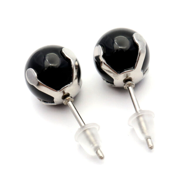 モリオン ピアス レディース メンズ スタッドピアス 8mm  天然石 パワーストーン おしゃれ かわいい 金属アレルギー