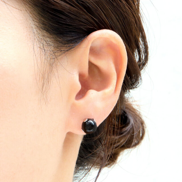 モリオン ピアス レディース メンズ スタッドピアス 8mm  天然石 パワーストーン おしゃれ かわいい 金属アレルギー