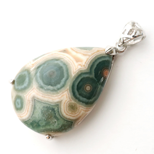 オーシャンジャスパー：マダガスカル産海洋石ペンダントトップ：8個セット Ocean Jasper stone K10YG オーシャンジャスパー 天然石