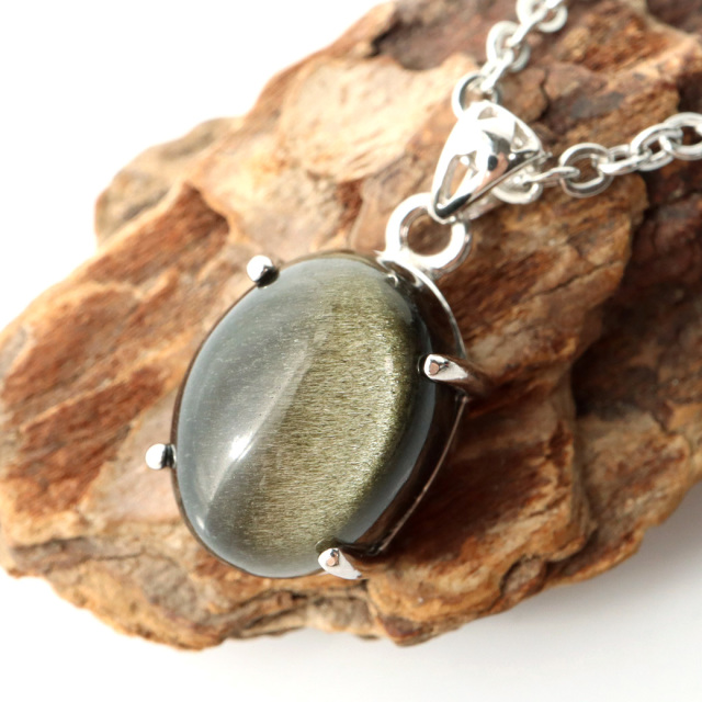 ゴールデンシャイン オブシディアン ペンダント Silver925 天然石 1点物