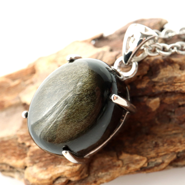 ゴールデンシャイン オブシディアン ペンダント Silver925 天然石 1点物