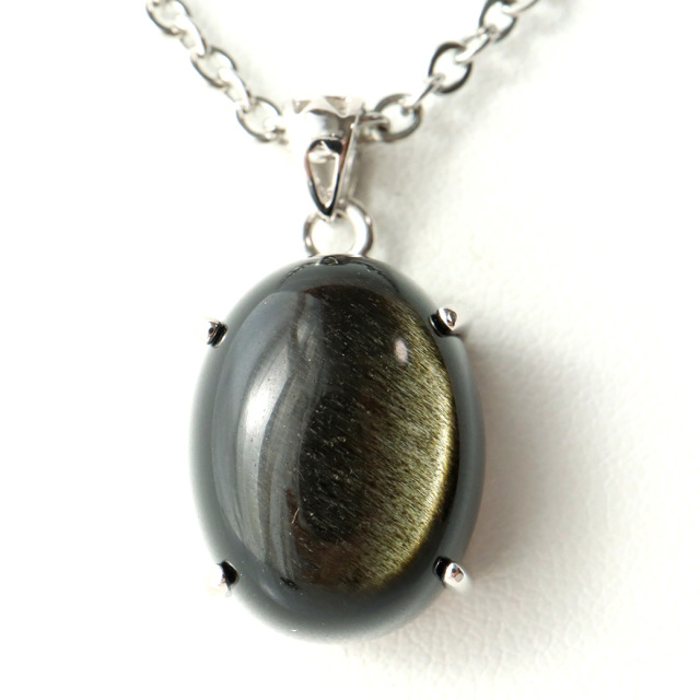 100241 黒曜石オブシディアンペンダントトップグリーン系