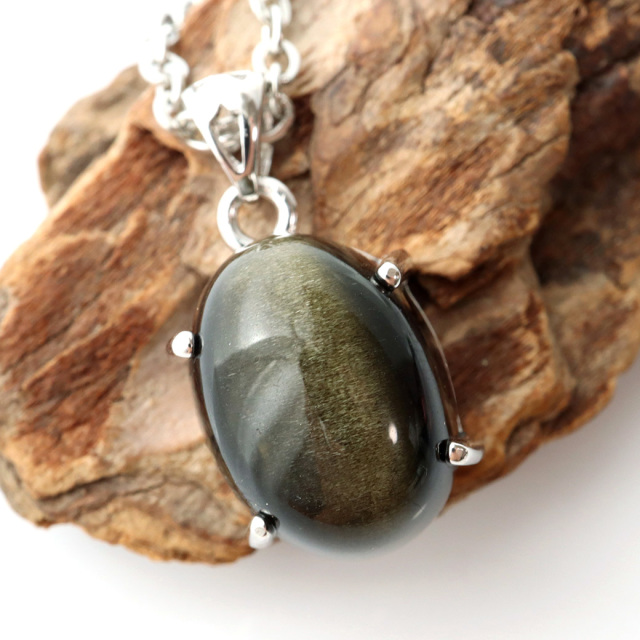 ゴールデンシャイン オブシディアン ペンダント Silver925 天然石 1点物
