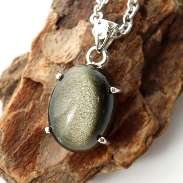 ゴールデンシャイン オブシディアン ペンダント Silver925 天然石 1点物