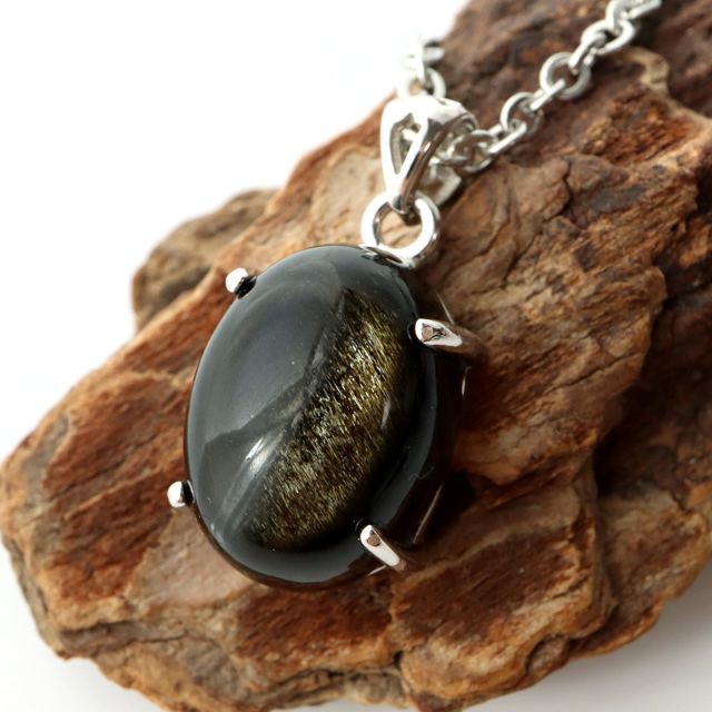 ゴールデンシャイン オブシディアン ペンダント Silver925 天然石 1点物