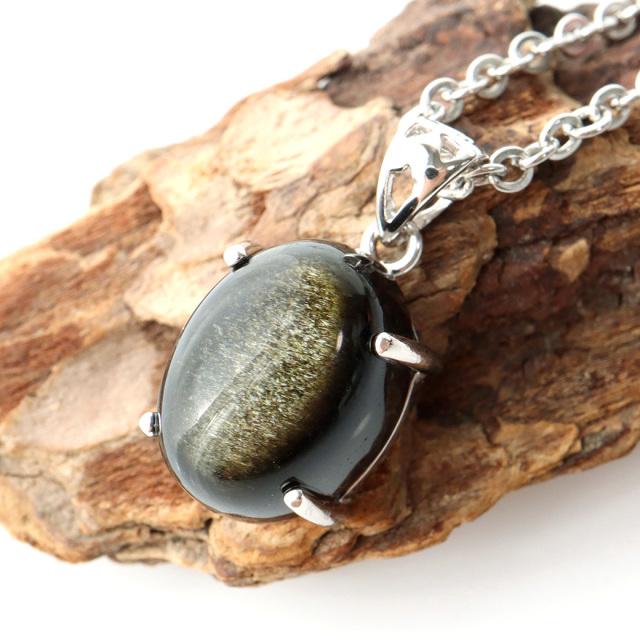 ゴールデンシャイン オブシディアン ペンダント Silver925 天然石 1点物