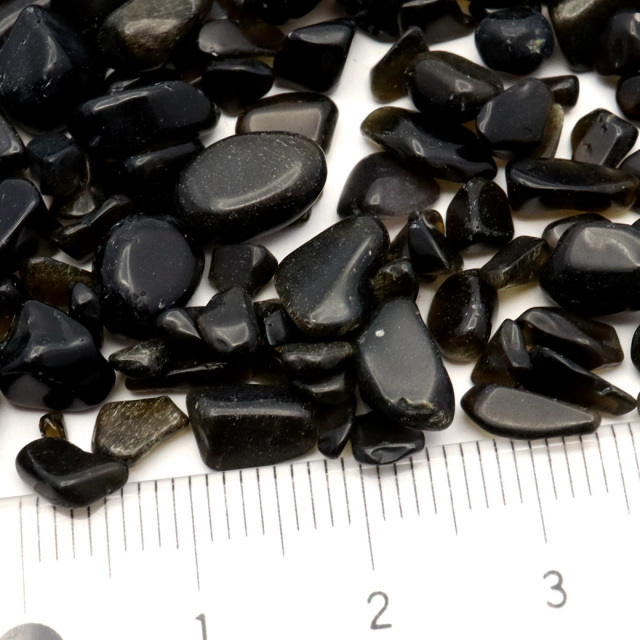 ゴールデンシャインオブシディアン サイズ小 高品質 さざれ石 100g