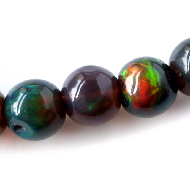 ブラックオパール ブレスレット 5.5-6mm エチオピア産 エチオピアオパール プレシャス AAA opal  天然石 パワーストーン 10月