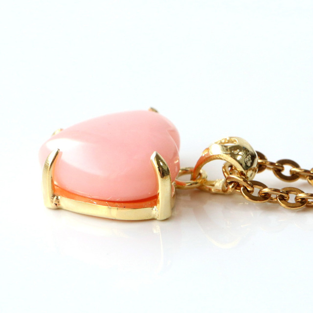 ピンクオパール ペンダント ハート型 Silver925 チェーン付き 天然石