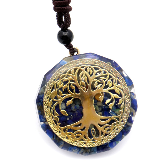 オルゴナイト ペンダント ツリーオブライフ 生命の樹 幸運 開運 浄化 12角形 スピリチュアル グッズ ネックレス 紐付き