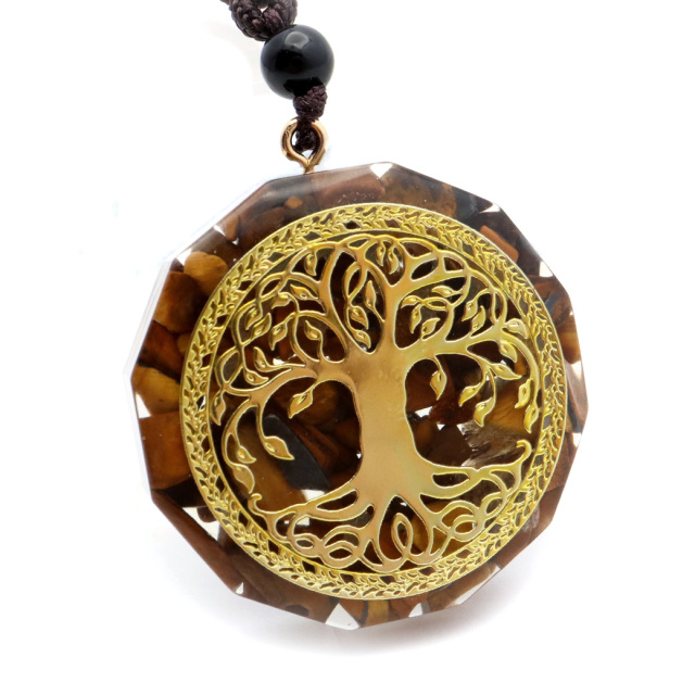 オルゴナイト ペンダント ツリーオブライフ 生命の樹 幸運 開運 浄化 12角形 スピリチュアル グッズ ネックレス 紐付き