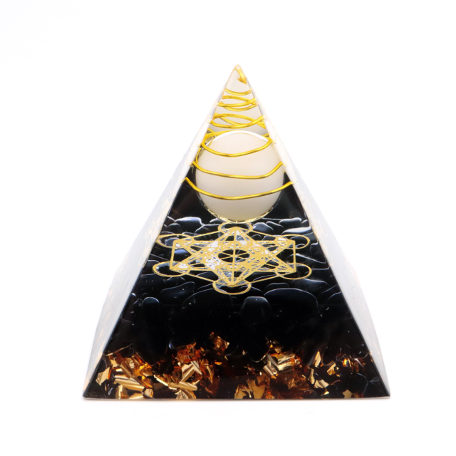 オルゴナイト ピラミッド 六芒星 天然石 さざれ オブシディアン 幅 約5cm orgonite pyramid  置物 パワーストーン