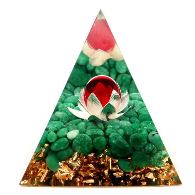 オルゴナイト ピラミッド 蓮の花 orgonite pyramid  置物 天然石 パワーストーン 浄化