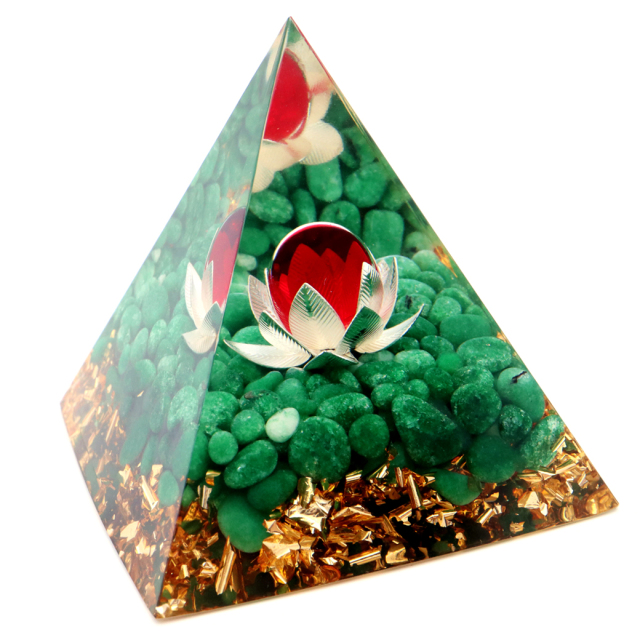 オルゴナイト ピラミッド 蓮の花 orgonite pyramid  置物 天然石 パワーストーン 浄化