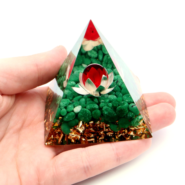 オルゴナイト ピラミッド 蓮の花 orgonite pyramid  置物 天然石 パワーストーン 浄化