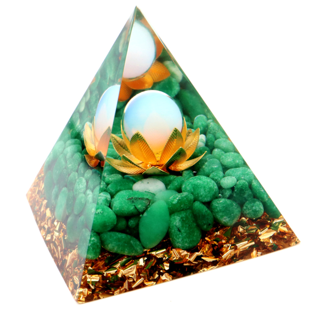 オルゴナイト ピラミッド 蓮の花 orgonite pyramid  置物 天然石 パワーストーン 浄化