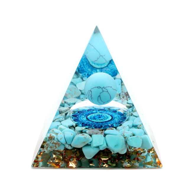 オルゴナイト ピラミッド ターコイズ トルコ石 さざれ 丸玉 orgonite pyramid  置物 天然石 パワーストーン 浄化