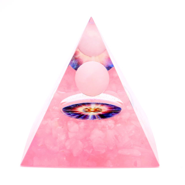 オルゴナイト ピラミッド 愛心 ハート ローズクォーツ さざれ orgonite pyramid  置物 天然石 パワーストーン 浄化