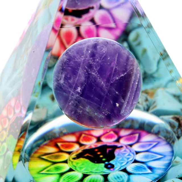 オルゴナイト ピラミッド ターコイズ トルコ石 さざれ アメジスト 丸玉 orgonite pyramid 置物 天然石 パワーストーン