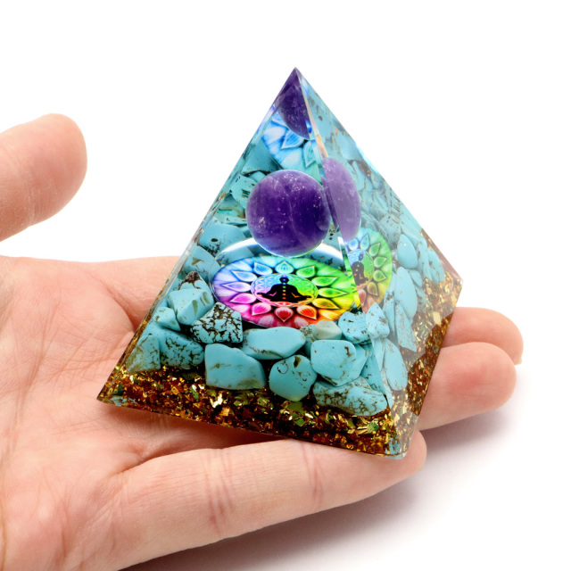 オルゴナイト ピラミッド ターコイズ トルコ石 さざれ アメジスト 丸玉 orgonite pyramid 置物 天然石 パワーストーン