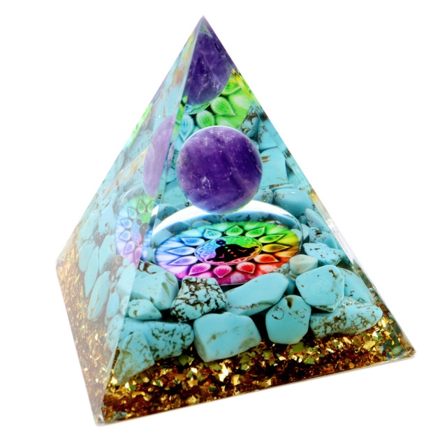 オルゴナイト ピラミッド ターコイズ トルコ石 さざれ アメジスト 丸玉 orgonite pyramid 置物 天然石 パワーストーン